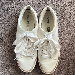 Toms Cream Canvas Sneakers with Rubber Sole